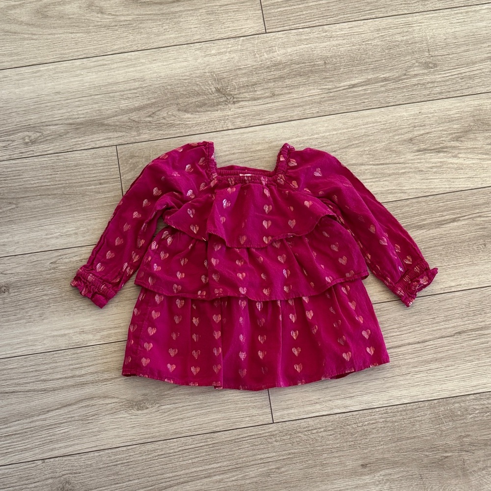 Crewcuts Girls Pink Heart Layered Tunic Top 3T